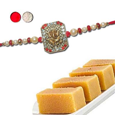 "Rakhi - FR- 8580 A (Single Rakhi), 500gms of Milk Mysore Pak - Click here to View more details about this Product